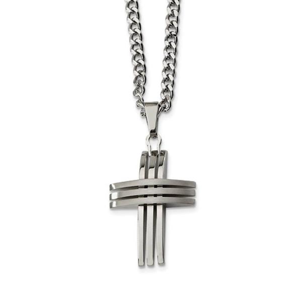 Mens Gentlemen's Classics(tm) Silver Stainless Steel Cross Necklace