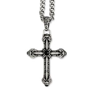Mens Gentlemen's Classics(tm) Black Agate Antiqued Cross Necklace