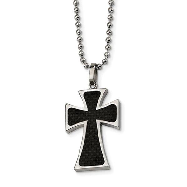 Mens Gentlemen's Classics(tm) Black Carbon Fiber Cross Necklace