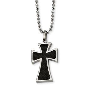 Mens Gentlemen's Classics(tm) Black Carbon Fiber Cross Necklace