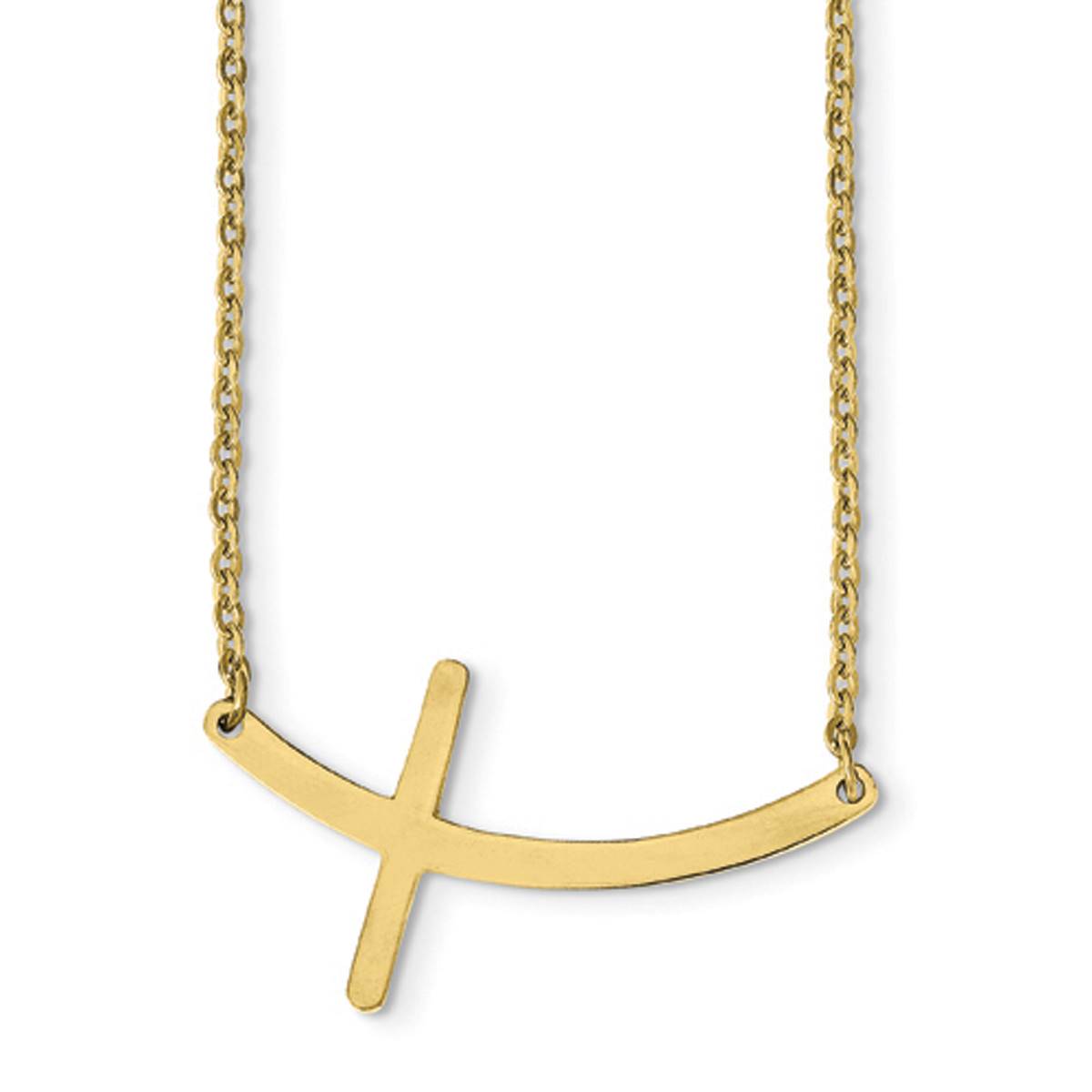 Gold Classics(tm) Gold Plated Sideways Cross Necklace