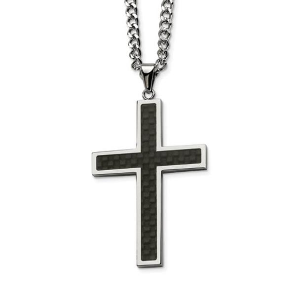 Mens Gentlemen's Classics(tm) Black Carbon Fiber Cross Necklace