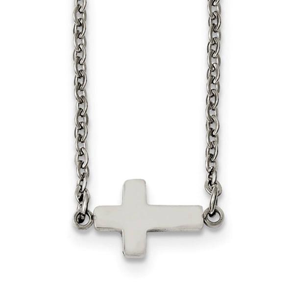 Gold Classics(tm) Sideways Steel Cross Necklace