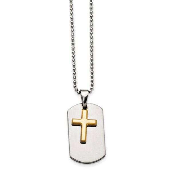 Mens Gentlemen's Classics(tm) Steel IP-Plated Cross Necklace