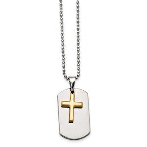 Mens Gentlemen's Classics(tm) Steel IP-Plated Cross Necklace