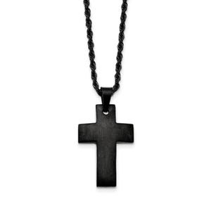 Mens Gentlemen's Classics(tm) Black IP-Plated Brushed Cross Necklace