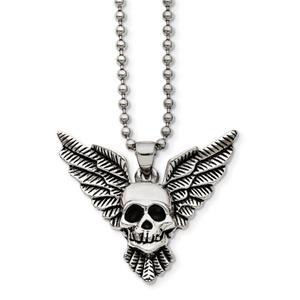 Mens Gentlemen's Classics(tm) Antique Skull with Wings Necklace