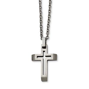 Mens Gentlemen's Classics(tm) Stainless Steel Cut-Out Cross Necklace