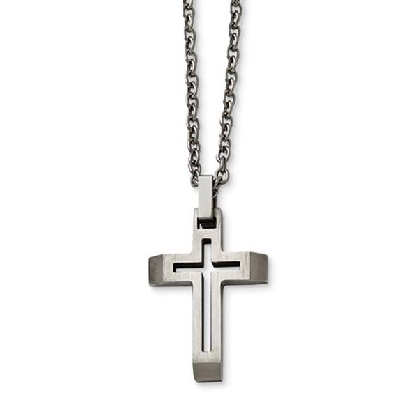 Mens Gentlemen's Classics(tm) Stainless Steel Cut-Out Cross Necklace