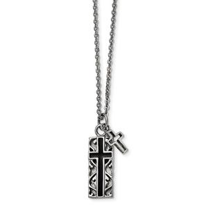 Mens Gentlemen's Classics(tm) Black IP-Plated 2pc. Cross Necklace