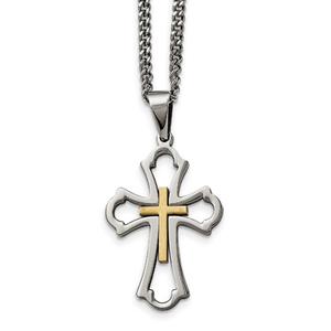 Mens Gentlemen's Classics(tm) Yellow Gold Plated Cross Necklace