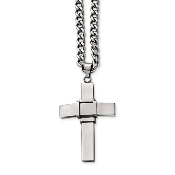 Mens Gentlemen's Classics(tm) Polished & Brushed Cross Necklace
