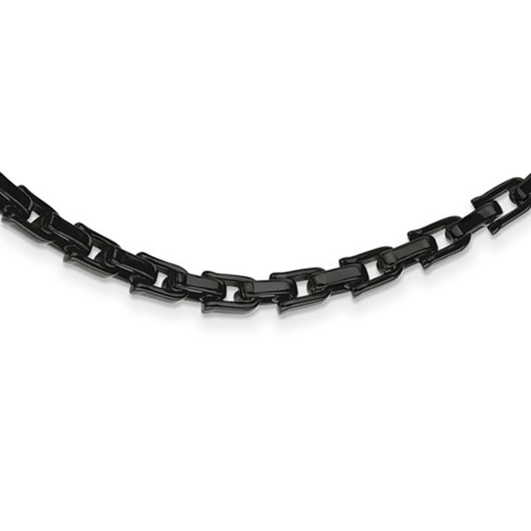 Mens Gentlemen's Classics(tm) 8mm Wide Black IP-Plated Link Necklace