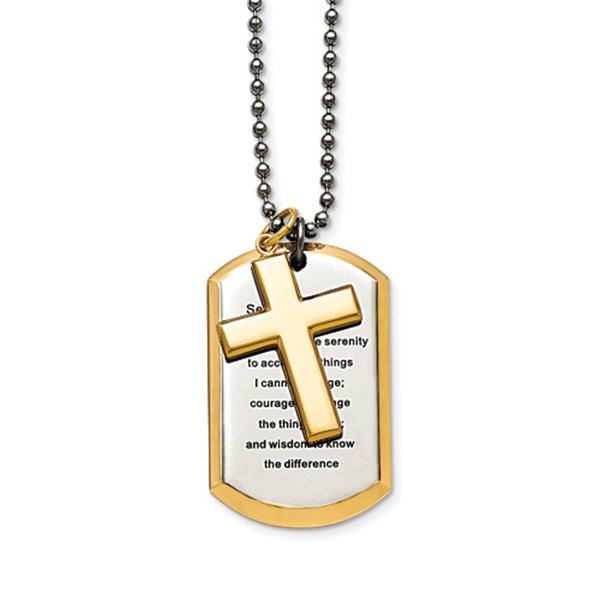 Mens Gentlemens Classics(tm) Gold Plated Serenity Prayer Necklace