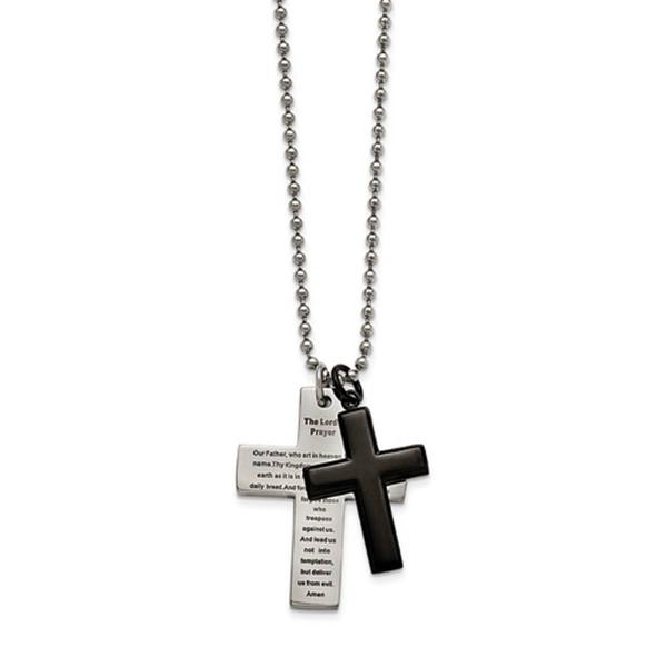 Mens Gentlemens Classics(tm) Black Plated Lords Prayer Necklace
