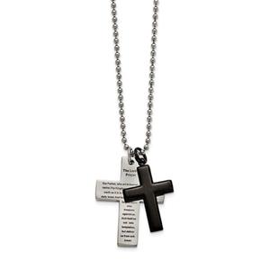 Mens Gentlemens Classics(tm) Black Plated Lords Prayer Necklace