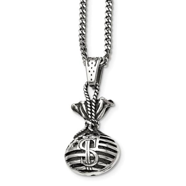 Mens Gentlemen's Classics(tm) Antiqued Steel Money Bag Necklace