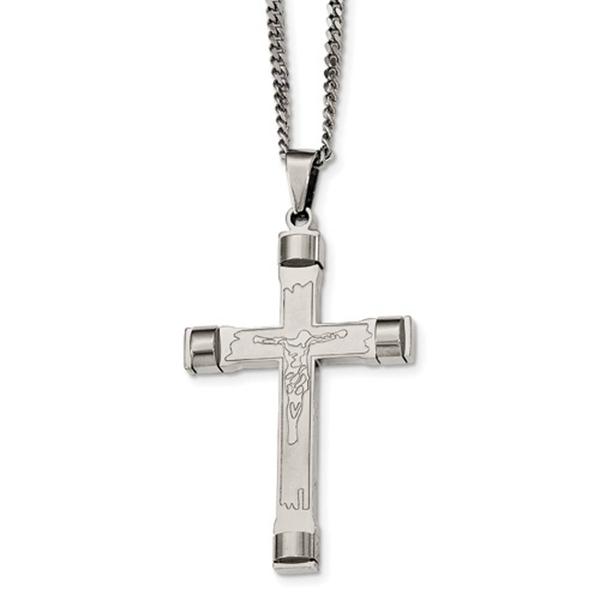 Mens Gentlemen's Classics(tm) Brushed & Polished Cross Necklace