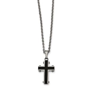 Mens Gentlemens Classics(tm) Polished Black Plated Cross Necklace
