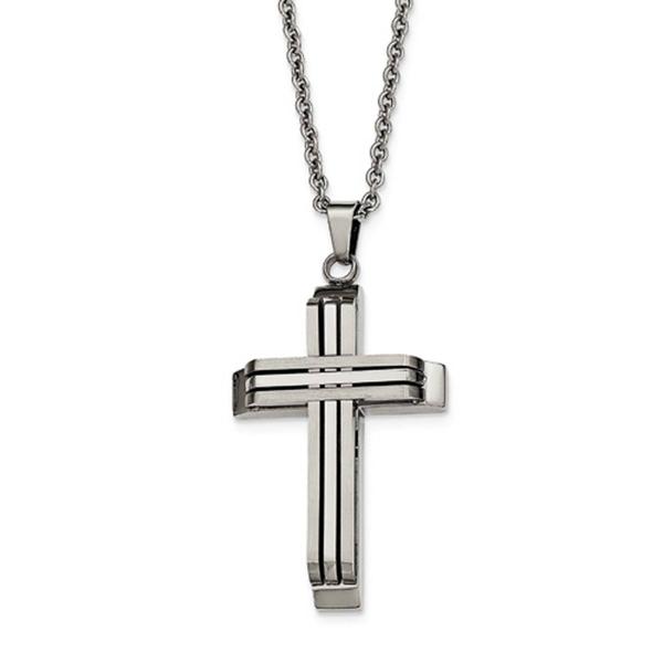 Mens Gentlemen's Classics(tm) Polished Steel Cross Necklace