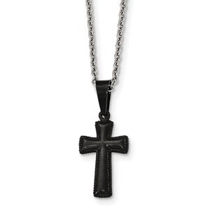 Mens Gentlemens Classics(tm) IP-Plated Small Pillow Cross Necklace