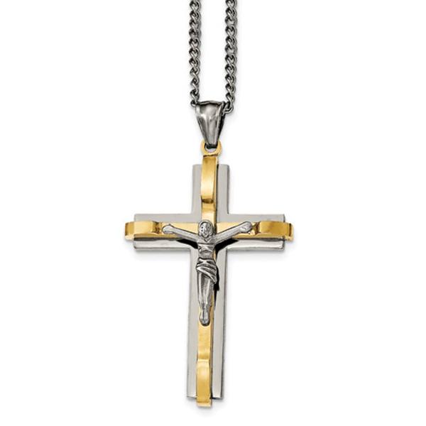 Mens Gentlemens Classics(tm) Yellow IP-Plated Crucifix Necklace