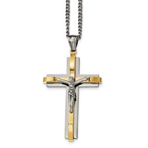 Mens Gentlemens Classics(tm) Yellow IP-Plated Crucifix Necklace