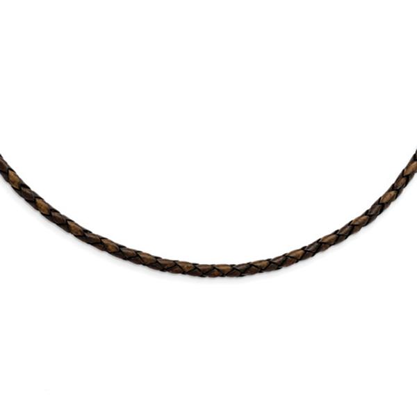 Mens Gentlemen's Classics(tm) Genuine Leather Hexagon Weave Necklace