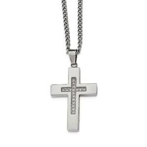 Mens Gentlemen's Classics(tm) CZ Accented Cross Necklace