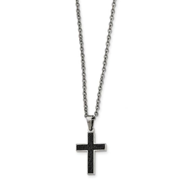 Mens Gentlemen's Classics(tm) Textured Black Plated Cross Necklace