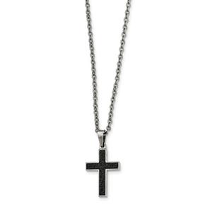 Mens Gentlemen's Classics(tm) Textured Black Plated Cross Necklace