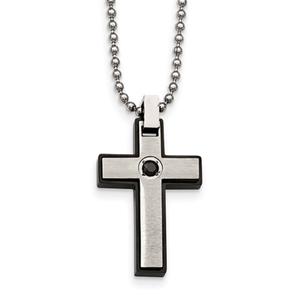 Mens Gentlemen's Classics(tm) Black CZ Cross Necklace