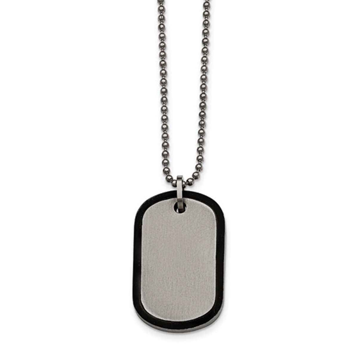 Mens Gentlemen's Classics(tm) Black IP-Plated Edged Dog Tag Necklace