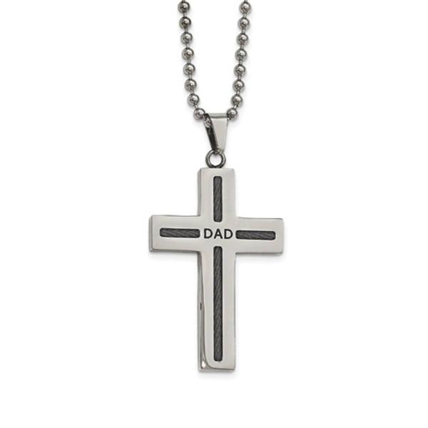 Mens Gentlemen's Classics(tm) Black IP Dad Cross Necklace