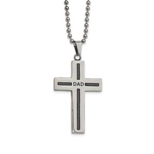Mens Gentlemen's Classics(tm) Black IP Dad Cross Necklace