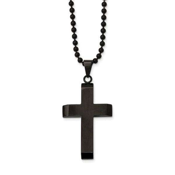 Mens Gentlemen's Classics(tm) Polished Black IP Cross Necklace