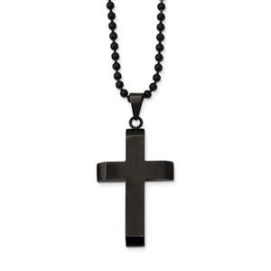 Mens Gentlemen's Classics(tm) Polished Black IP Cross Necklace