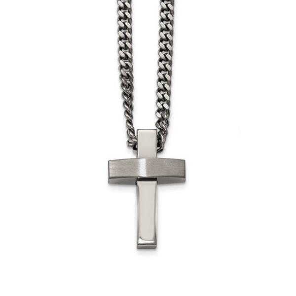 Mens Gentlemen's Classics(tm) Brushed Steel Cross Necklace