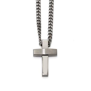 Mens Gentlemen's Classics(tm) Brushed Steel Cross Necklace