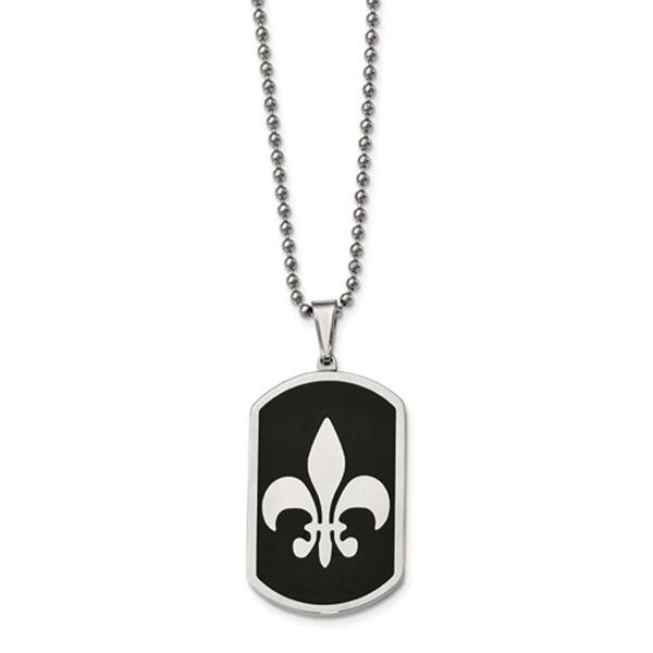 Mens Gentlemen's Classics(tm) Fleur de Lis Dog Tag Necklace