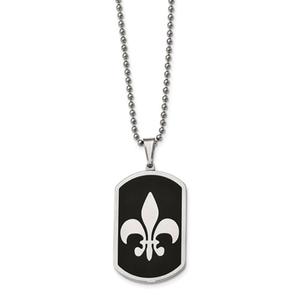 Mens Gentlemen's Classics(tm) Fleur de Lis Dog Tag Necklace