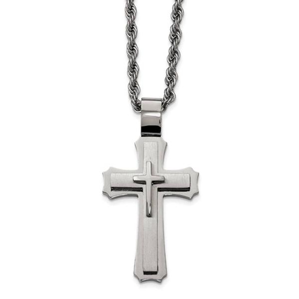 Mens Gentlemen's Classics(tm) Steel Triple Layer Cross Necklace