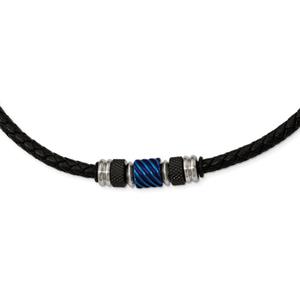Mens Gentlemen's Classics(tm) Black & Blue Plated Necklace