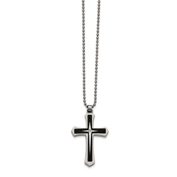 Mens Gentlemen's Classics(tm) Black CZ Cross Necklace