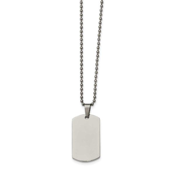 Mens Gentlemen's Classics(tm) Steel Rounded Edge Dog Tag Necklace