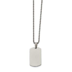 Mens Gentlemen's Classics(tm) Steel Rounded Edge Dog Tag Necklace