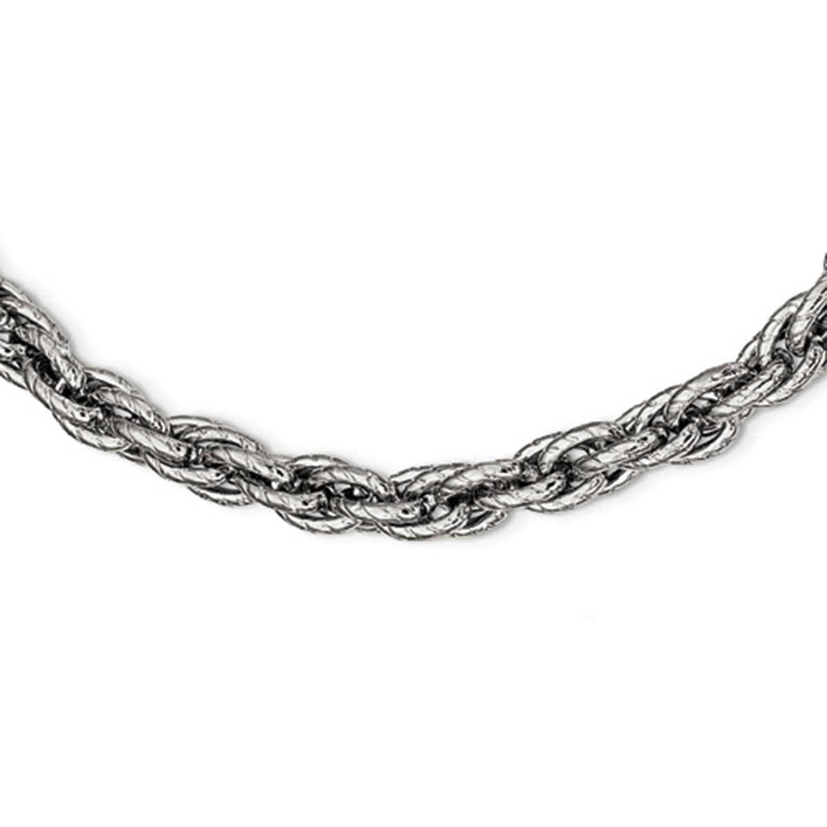 Mens Gentlemen's Classics(tm) Textured Steel Necklace W/ Rope Chain