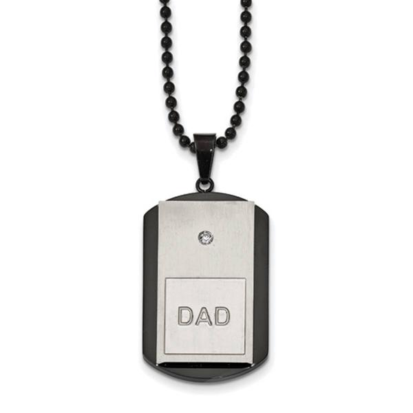 Mens Gentlemen's Classics(tm) Black IP-Plated Dad Dog Tag Necklace