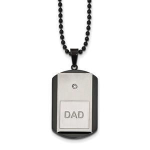 Mens Gentlemen's Classics(tm) Black IP-Plated Dad Dog Tag Necklace