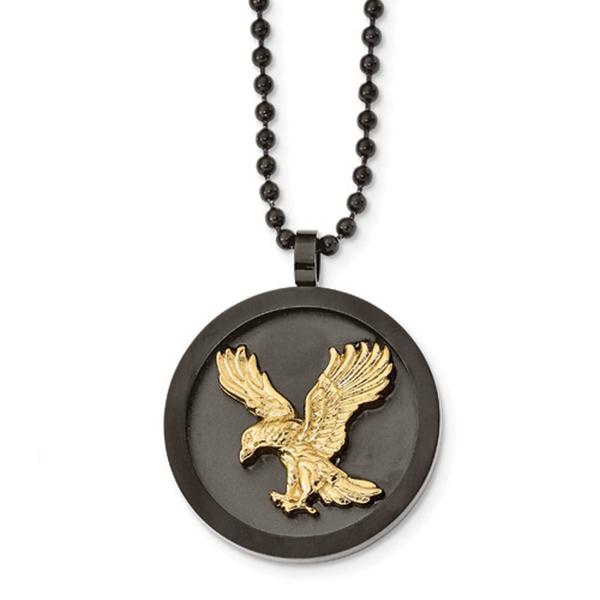 Mens Gentlemen's Classics(tm) Gold IP-Plated Eagle Disk Necklace